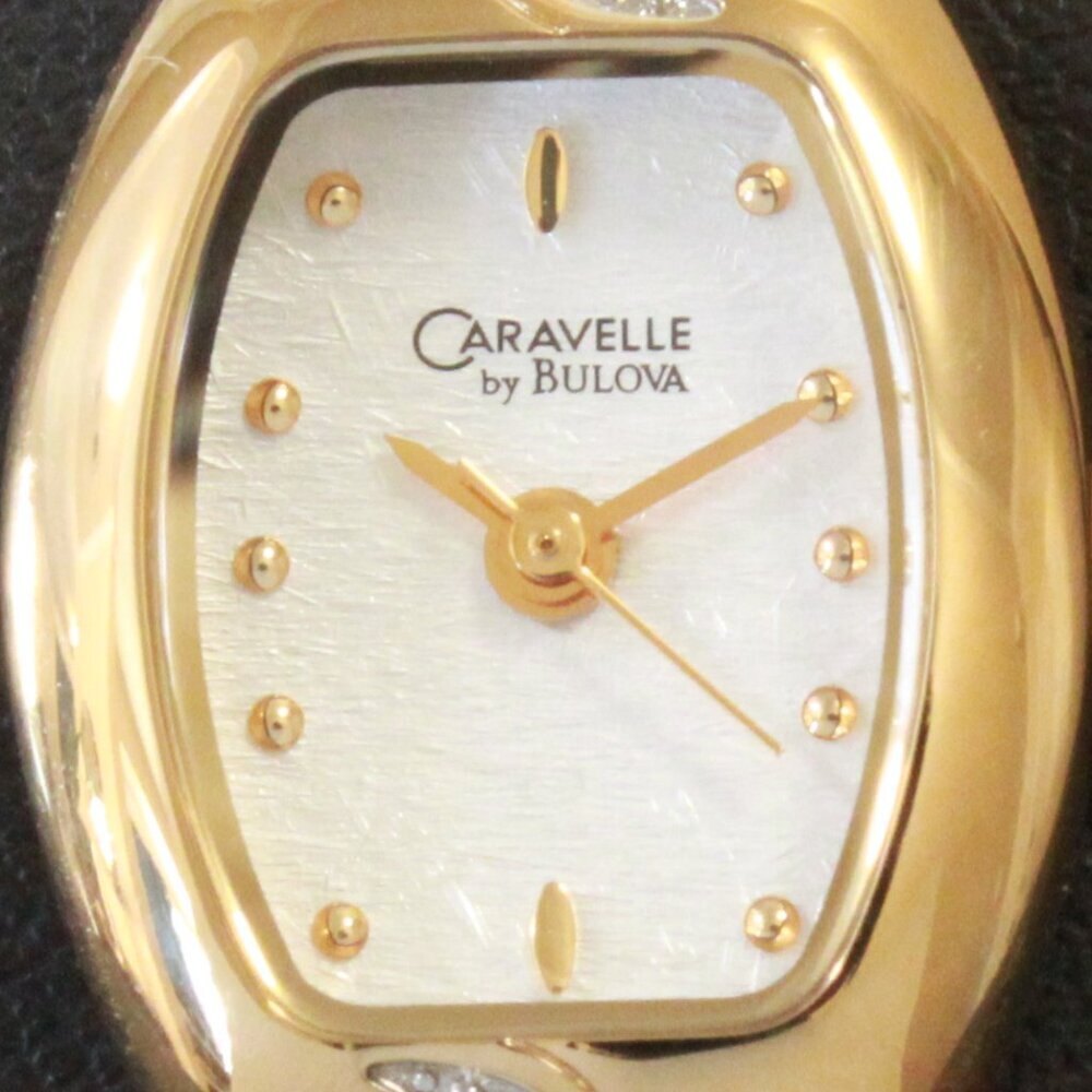 Caravelle Ladies Gold Tone Watch ½ Bangle Bracelet MOP Dial 16mm - Picture 13 of 13